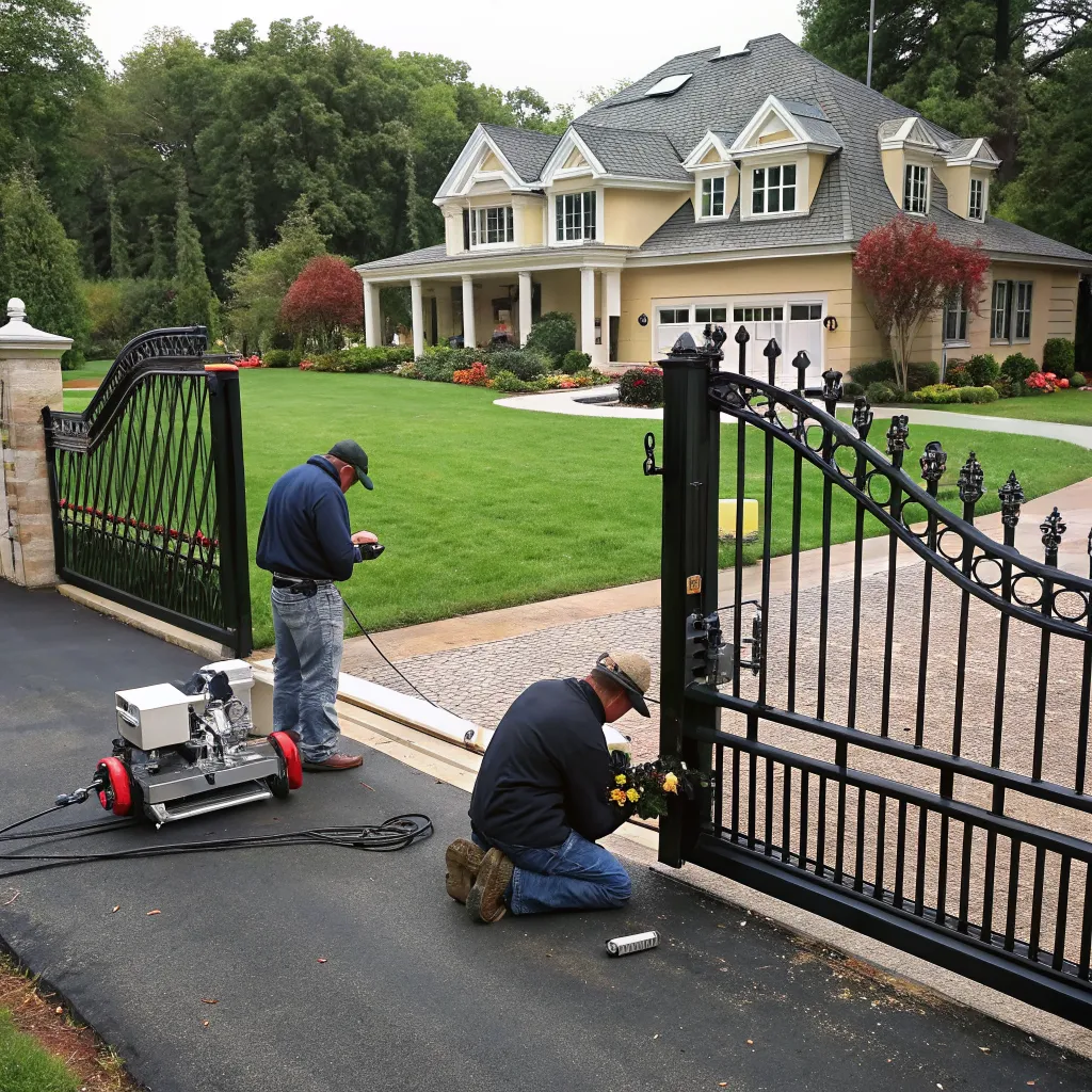Vintage styled automatic driveway gate installation